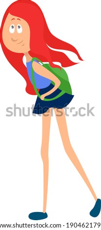 Girl going to schoo vector illustration on a white background.