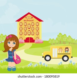 girl going to school 