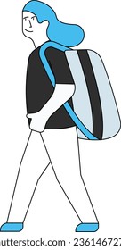 The girl is going to school with a school bag.