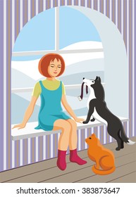 girl going for a walk with Pets