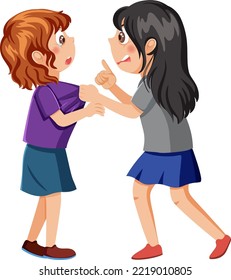 A girl got bullied by her friend illustration