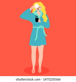 The girl got sick, caught a cold, feels bad, her head hurts. Stressful situations are a disease. Editable vector illustration