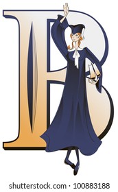 A girl in a gown and cap BA against capitalized