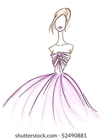 Girl in Gown Sketch - Vector