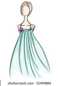 Girl in Gown Sketch - Vector