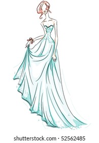 Girl in Gown Sketch - Vector