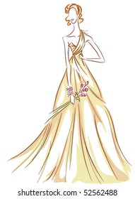 Girl in Gown Sketch - Vector