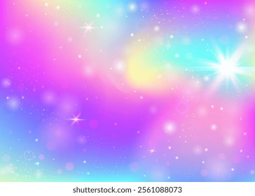 Girl Gradient. Pink Princess Hologram. Kawaii Background. Fairytale Universe Invite. Purple Colorful Pattern. Blue Pastel Invitation. Unicorn Backdrop. Stars Girl Gradient.