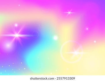 Girl Gradient. Purple Fairy Hologram. Kawaii Background. Iridescent Colorful Effect. Pink Cosmic Invitation. Blue Girlish Pattern. Unicorn Glitter. Candy Girl Gradient.