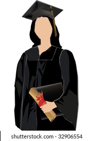 Girl Graduate receiving Diploma