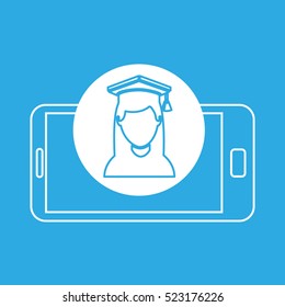 girl graduated mobile device education vector illustration eps 10