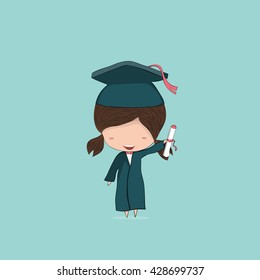 Girl graduated pupils, drawing by hand vector