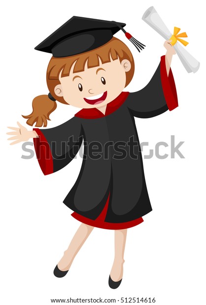 Girl Graduation Gown Holding Degree Stock Vector Royalty Free Girl Graduation Gown Holding Degree Stock Vector Royalty Free