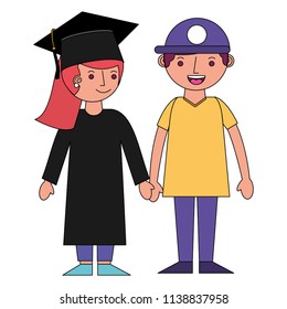 girl graduted with boy avatars characters