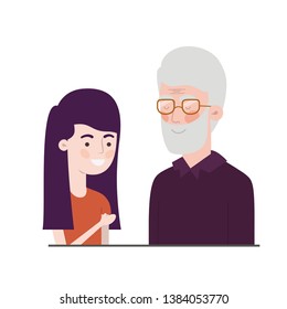 girl and grandfather avatar character