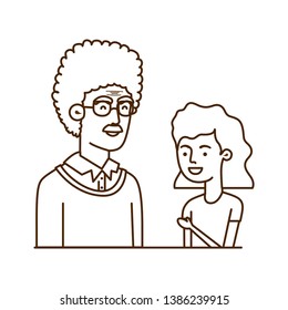 girl and grandfather avatar character