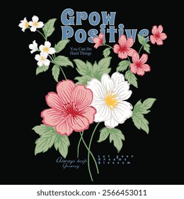 girl graphics. women's fashion design. flower prints. summer t shirt. print design. graphics print. Hand drawn Flowers. flowers graphics. tropical flowers artwork. typography slogan. poster illustrate