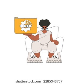 Das Mädchen schnappt das Internet of Things-Logo fest.