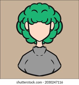 
Girl with green afro hairstyle, inspired by broccoli shape. Editable vector file for your brand, logo, icon, or all of your graphic needs.