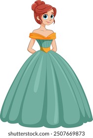 Girl in a green ball gown