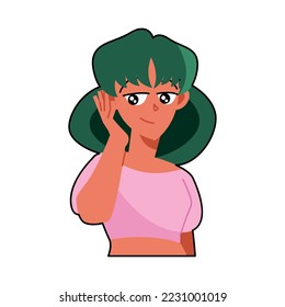 girl with green hair anime character