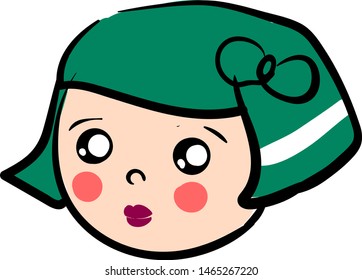 Girl with green hair, illustration, vector on white background.