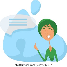 Girl with green hair, illustration, vector on a white background.