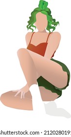 girl with green hair sitting wearing white socks