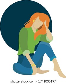 
Girl in a green shirt and jeans