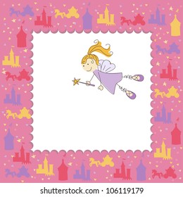 Girl greeting card with fairy