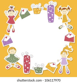 Girl greeting card, vector illustration