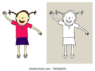 The girl is greeting with his hand.