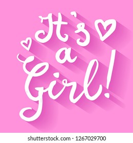 It's a girl Greetings Card Children Cute Handwritten