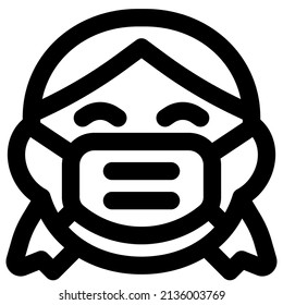 Girl grinning with eyes closed wearing the mask