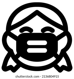 Girl grinning with eyes closed wearing the mask