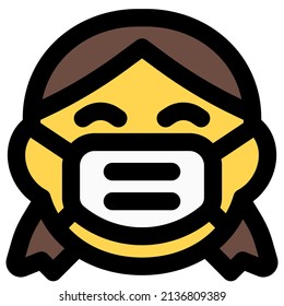 Girl grinning with eyes closed wearing the mask