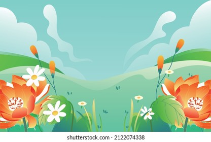 A girl in a group of flowers for women's day, vector illustration