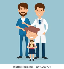 girl with guinea pig and veterinary characters