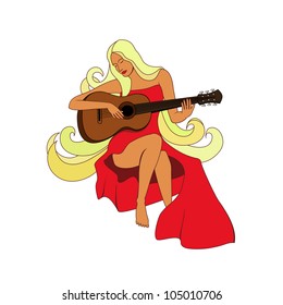 the girl with a guitar (vector)