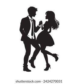 A girl and a guy are dancing. AI-free vector illustration.