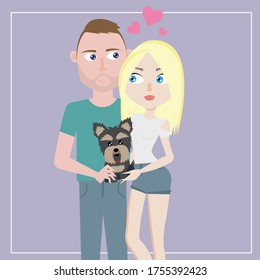 
Girl and guy with a dog.