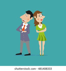 girl and guy family. vector illustration of cartoon
