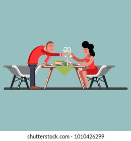 Girl and guy having a romantic dinner