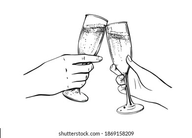 girl and guy holding glasses of champagne