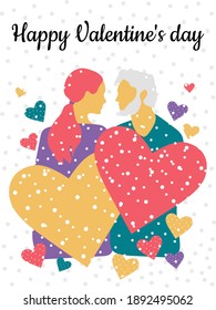 A girl and a guy are kissing. Valentine's Day holiday. Positive postcard for printing on poster, pillows, covers, gliders. Vector illustration.