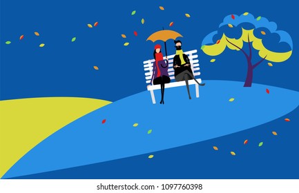 girl and guy sitting on a bench