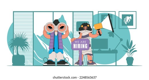 The girl and the guy are specialists. Human resource and personnel attraction.