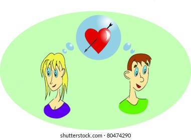 The girl and the guy thinking about love