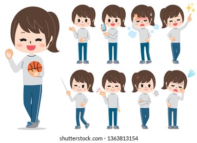 Girl in gym clothes set
