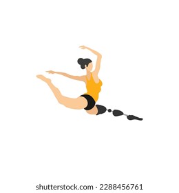 La bailarina deportista de gimnastas femeninas realiza un ejercicio acrobático. La mujer está discapacitada con prótesis mecánicas. Una chica hace un salto. Vector eps 10 